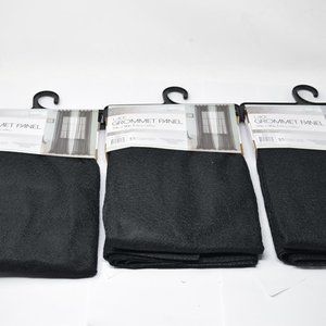 3 Lace Grommet Curtain Drapes Panels Black 54x90